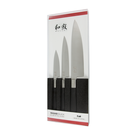 Kai Shun Wasabi Black 3 Piece Knife Set - (Includes KAI 6710P, KAI 6715U, KAI 6720C)