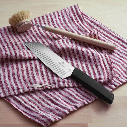 Victorinox Swiss Modern 17cm Santoku Knife Fluted Edge Black (6905317KB)