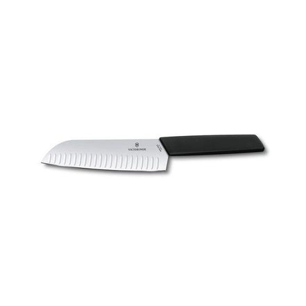 Victorinox Swiss Modern 17cm Santoku Knife Fluted Edge Black (6905317KB)