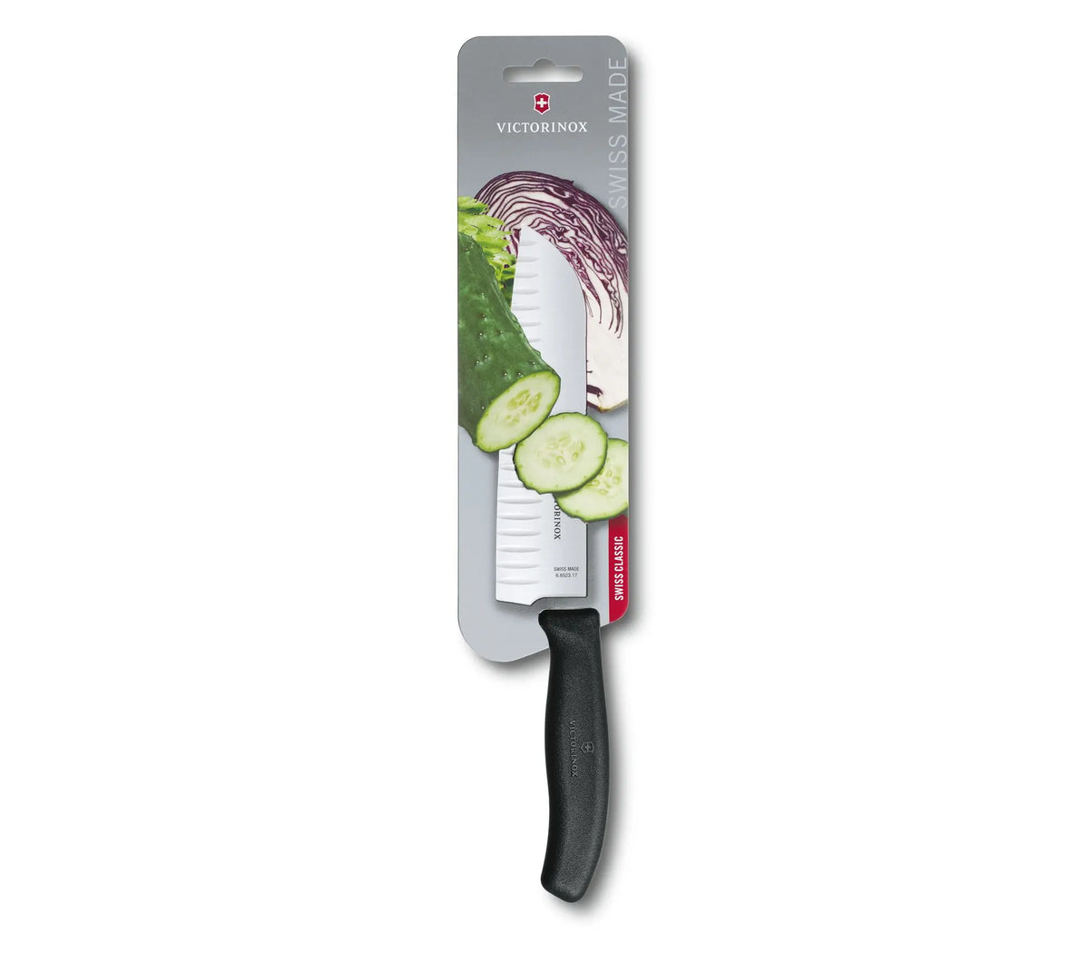 Victorinox Fibrox 17cm Santoku Knife Fluted Edge (6852317G)