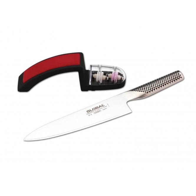 Global G-2220BR - 2 Piece Set of G-2 Knife and SH-220-BR Sharpener (G-2220BR)
