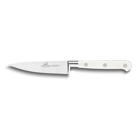 Lion Sabatier® Ideal Toque Blanche White Block & 5pc Knife Set (White Handle with Stainless Steel Rivets)