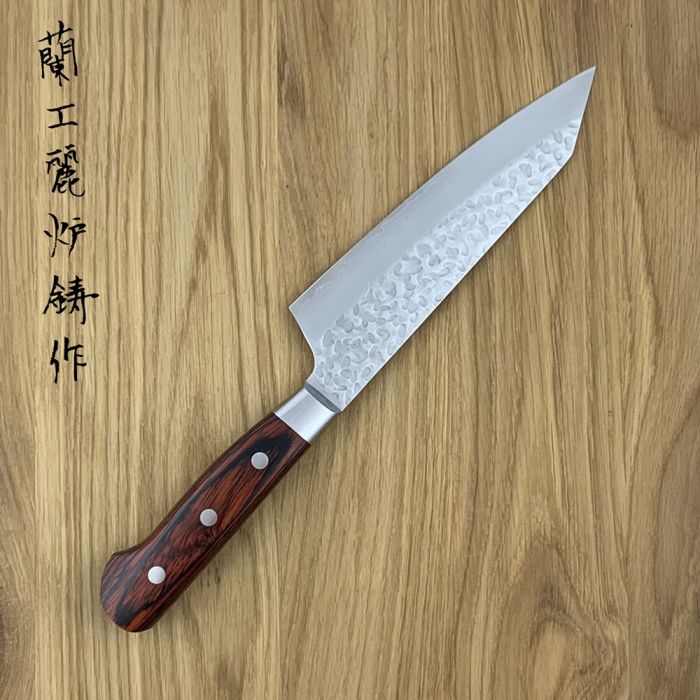 Sakai Takayuki 33-Layer VG10 Damascus Hammered Japanese 160mm Kengata-Santoku Knife