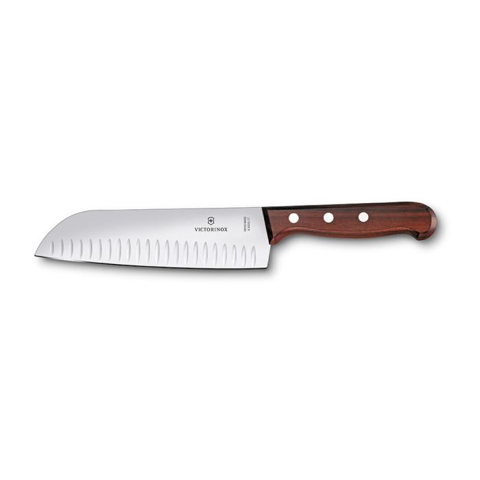 Victorinox Wood 17cm Santoku Knife with Fluted Blade (6852017G)