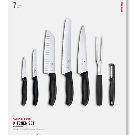 Victorinox Swiss Classic 7 Piece Kitchen Knife Set - Black, Gift Box