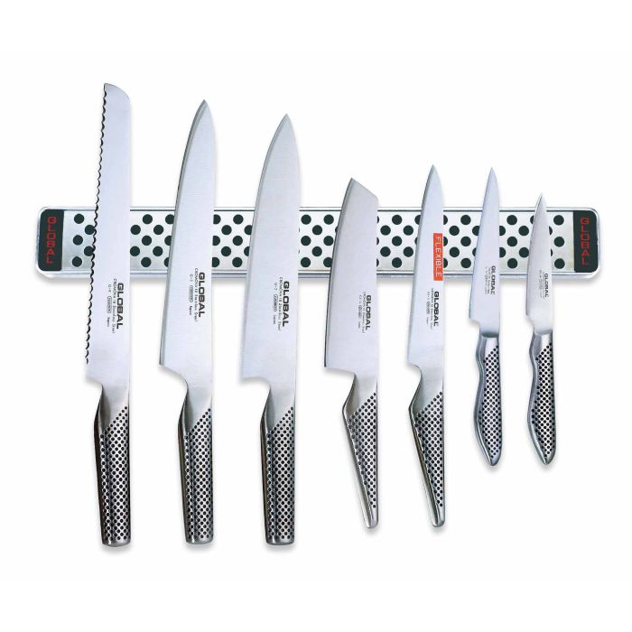 Global Knives 7 Piece Knife Set with Magnetic Wall Rack G2395113638/M40