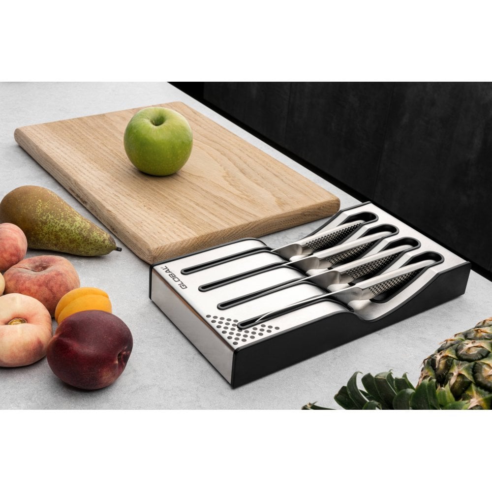 Global 4 Piece Steak Knife Set with Rack (G-88/4001/R)